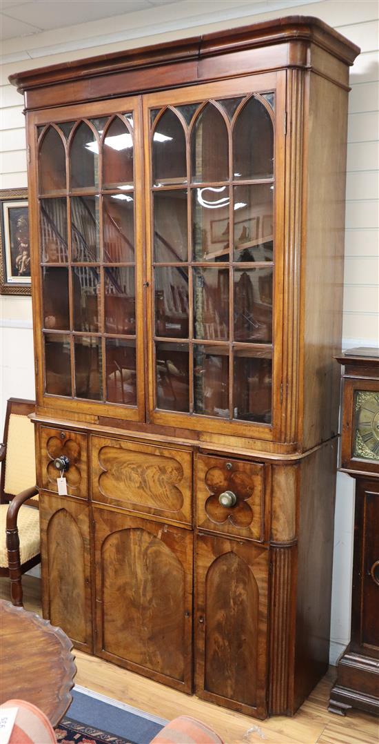 A George IV mahogany secretaire bookcase (altered) W.124cm